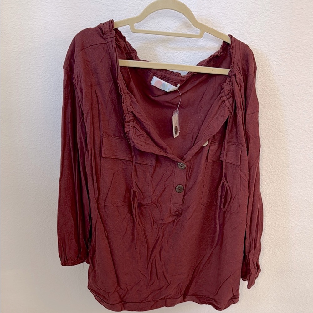 Free People beach burgundy top